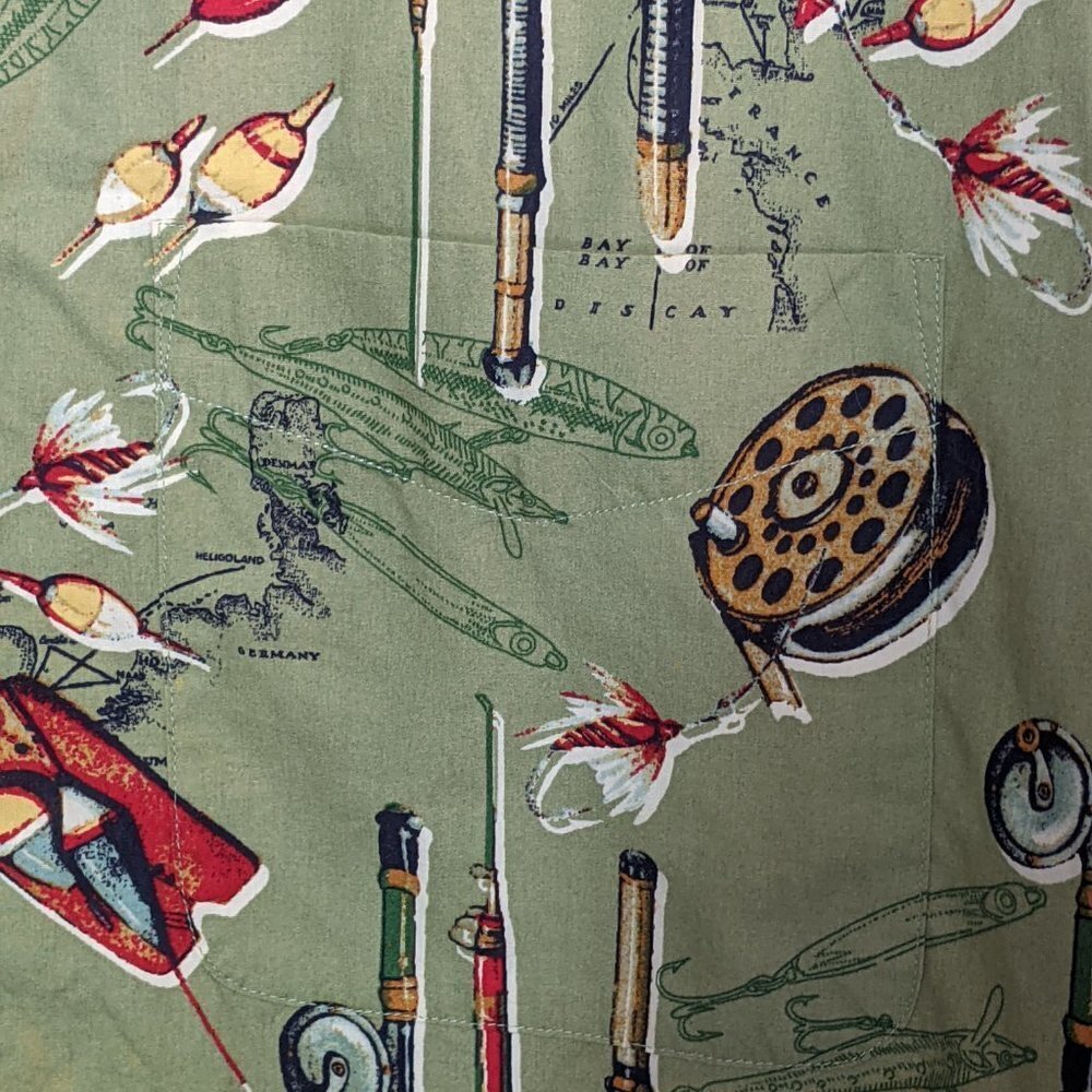 IVY CREW CLASSICS Fishing Themed Short Sleeve Button Down Shirt Size XXL - Picture 3 of 12